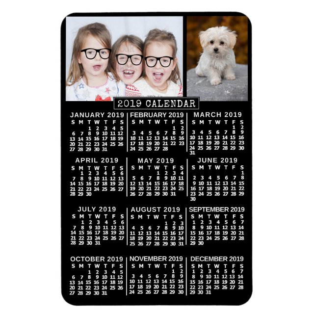 Kalender för 2019 (se beskrivning för ny version) magnet (Vertikal)