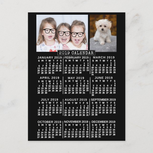 Kalender för 2019 (se beskrivning för ny version) vykort (Framsida)
