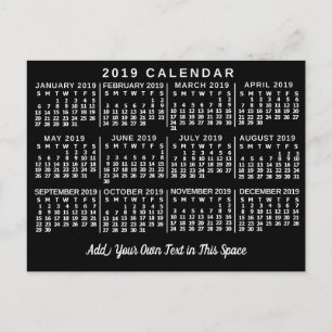 Kalender för 2019 (se beskrivning för ny version) vykort