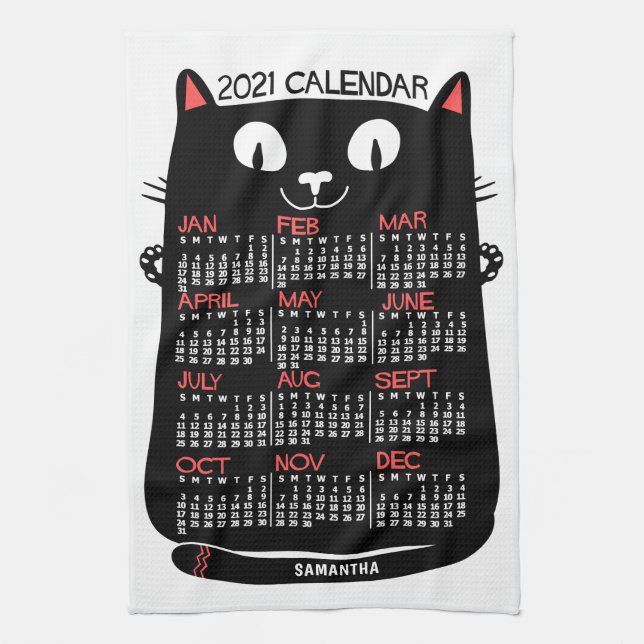 Kalender för 2021 (se beskrivning för ny version) kökshandduk (Vertikal)