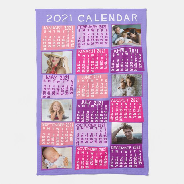 Kalender för 2021 (se beskrivning för ny version) kökshandduk (Vertikal)