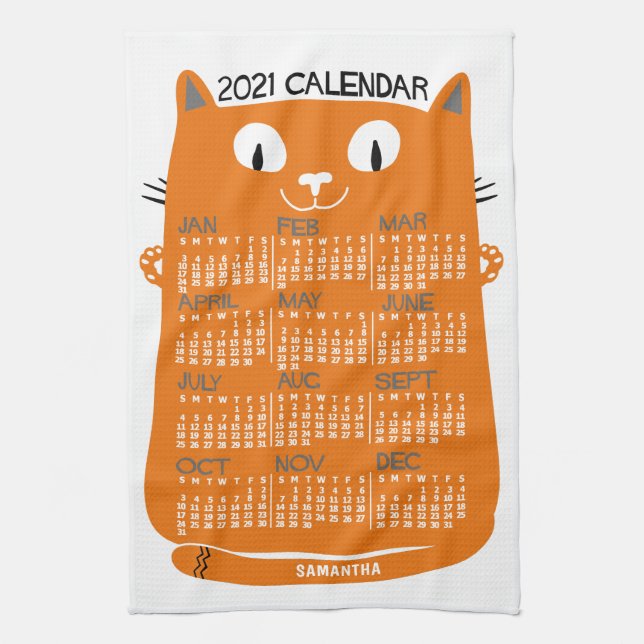 Kalender för 2021 (se beskrivning för ny version) kökshandduk (Vertikal)