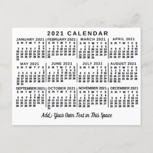 Kalender för 2021 (se beskrivning för ny version) vykort