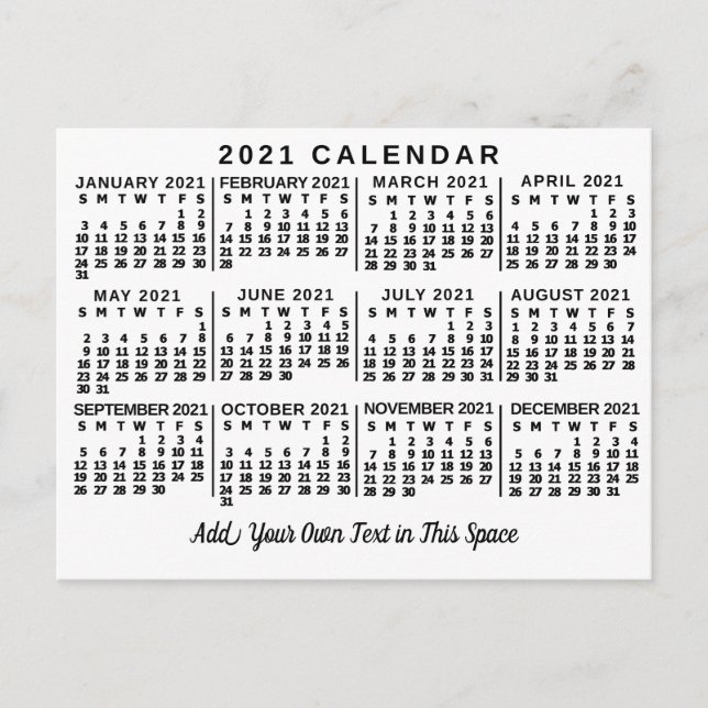 Kalender för 2021 (se beskrivning för ny version) vykort (Framsida)