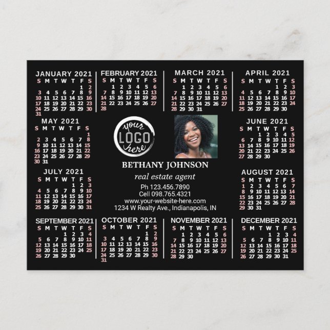 Kalender för 2021 (se beskrivning för ny version) vykort (Framsida)