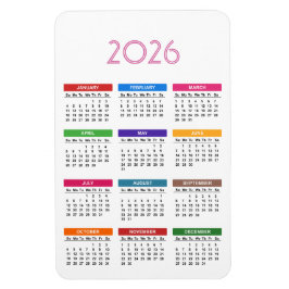 Kalender för 2026 - färgstark Anpassningsbar Magnet