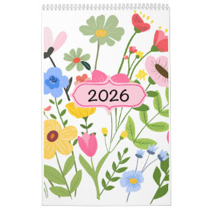 Kalender för 2026 för visuella Blommigtar
