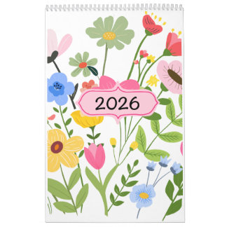 Kalender för 2026 för visuella Blommigtar