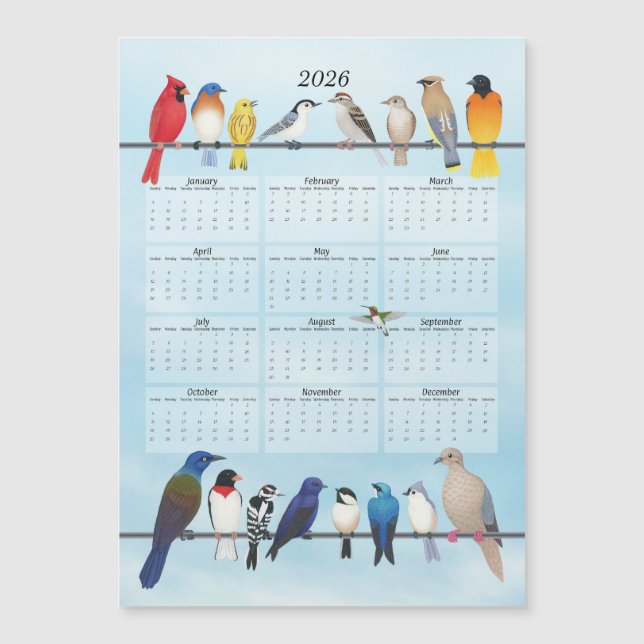 Kalender för 2026 hobbyfåglar (Framsida)
