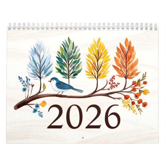 Kalender för 2026 med fåglar Kalender (Omslag)