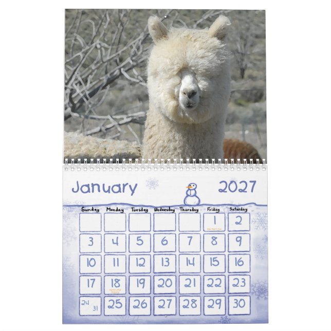 KALENDER FÖR ALPACAKÄRLEK 2011 (Jan 2027)