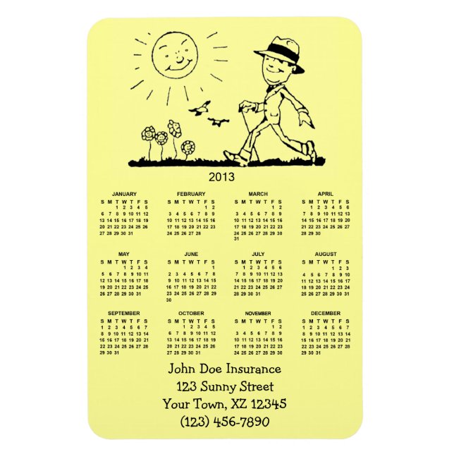 Kalender för anpassadet Retro Business Man 2013 Magnet (Vertikal)