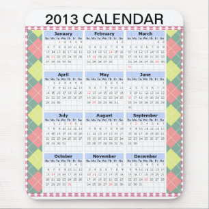 Kalender för anpassningsbar 2013 på en Mousepad Musmatta