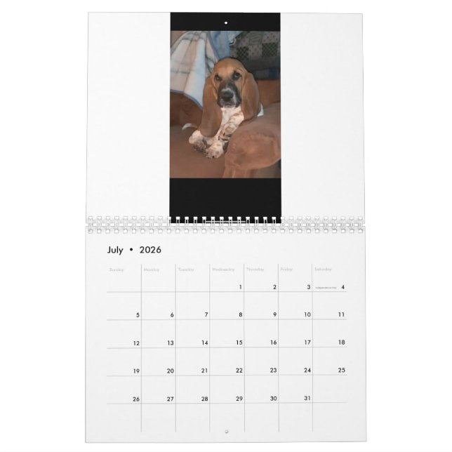 Kalender för Basset Hound (Jul 2026)