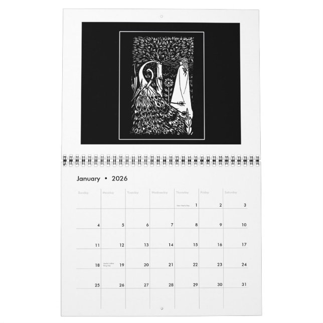 Kalender för Beardsley art nouveauillustrationer (Jan 2026)