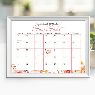 Kalender för beräknad förlossning vid baby shower poster