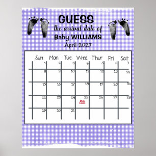 Kalender för beräknad förlossningsdatum Baby fotav Poster