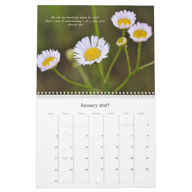 Kalender för blommor och trosor 2024 (Jan 2027)