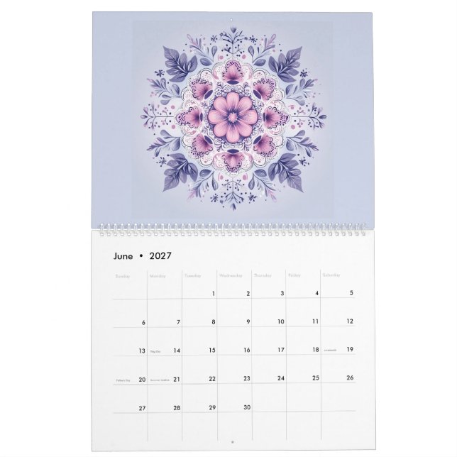 Kalender för blooming av serenity Mandala (Jun 2027)