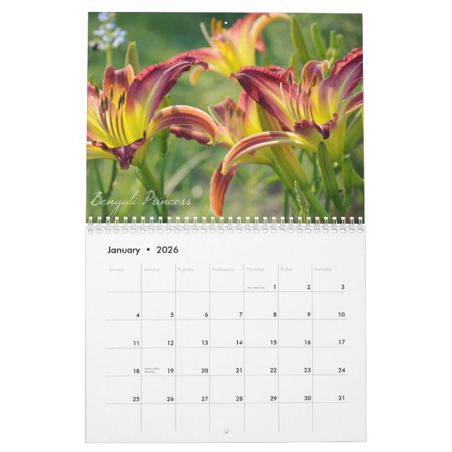 Kalender för Daylilies 2012 (Jan 2026)