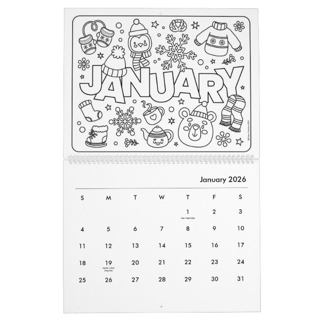 Kalender för färgning av roligt (Jan 2026)