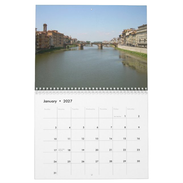 Kalender för FLORENCE-väggen (Jan 2027)