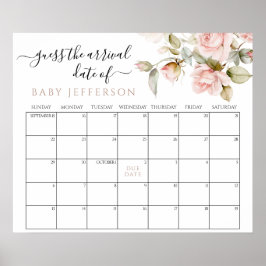 Kalender för förfallodatum för gissning för rosa r poster