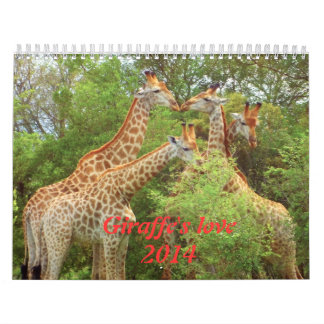 Kalender för Giraffe 2014 i kärlek