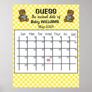 Kalender för gissning av förfallodatum med björnpo poster