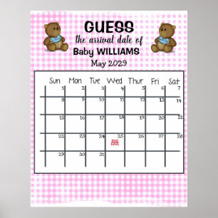 Kalender för gissning av förfallodatum med björnpo poster