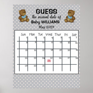 Kalender för gissning av förfallodatum med björnpo poster
