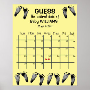 Kalender för gissning av förfallodatum med fotspår poster