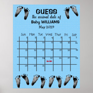 Kalender för gissning av förfallodatum med fotspår poster