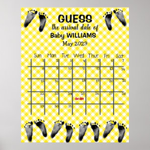 Kalender för gissning av förfallodatum med fotspår poster