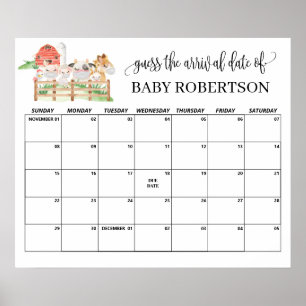 Kalender för gissning av förlossningsdatum vid bab poster