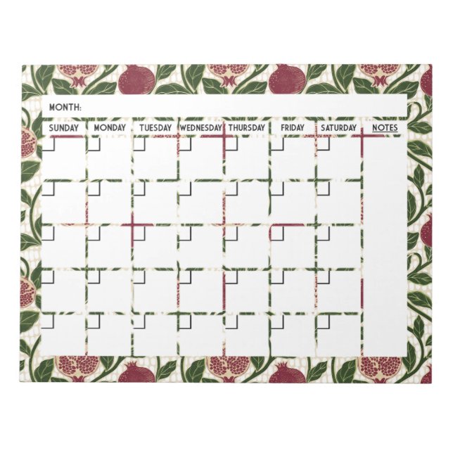 Kalender för granatAnteckningsblock Anteckningsblock (Framsida)