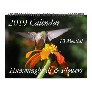 Kalender för Hummingbirdfågel- & blommablommigt