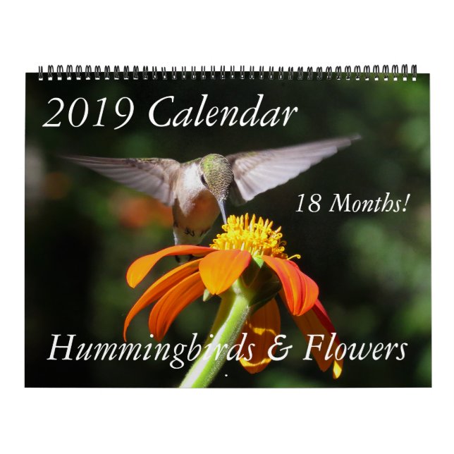 Kalender för Hummingbirdfågel- & blommablommigt (Omslag)