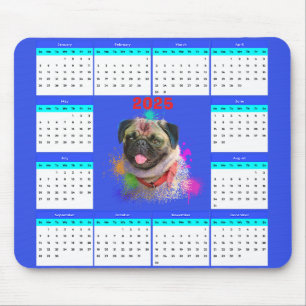 Kalender för Hund för anpassade Cute Pug Musmatta