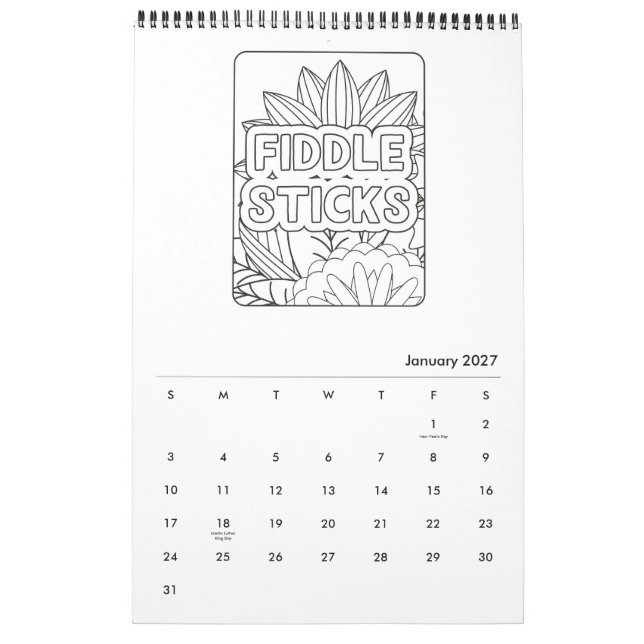 Kalender för inspirationsfärgning av Ord Bok (Jan 2027)