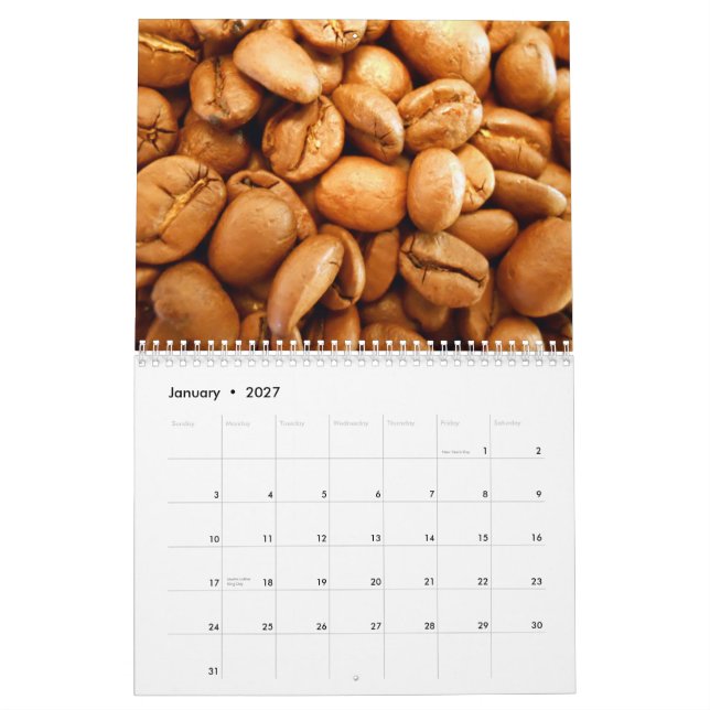 Kalender för kaffebönavägg (Jan 2027)