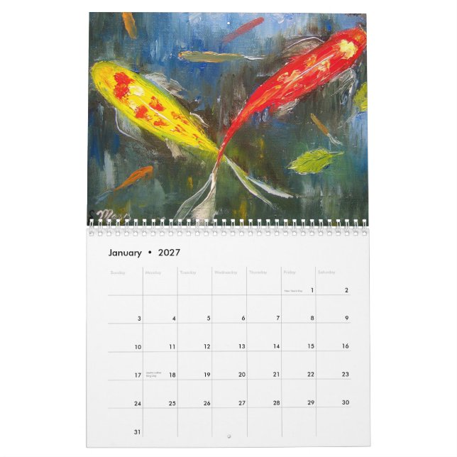 Kalender för Koi fiskkonst (Jan 2027)