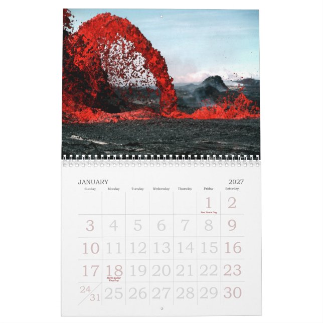 Kalender för Lavavulkanvägg (Jan 2027)