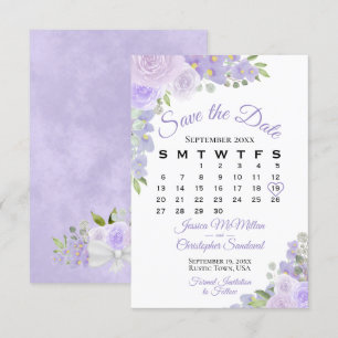 Kalender för Lavender Lila Watercolor Blommigt Brö Spara Datumet