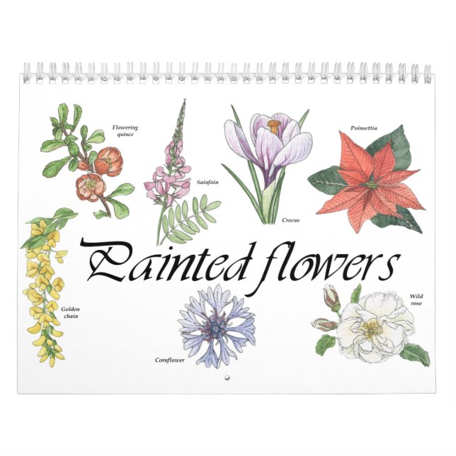 Kalender för målade blommor med botaniska teckning (Omslag)