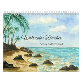 Kalender för målning av vattenfärgstrand