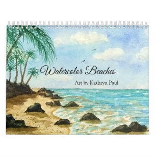 Kalender för målning av vattenfärgstrand