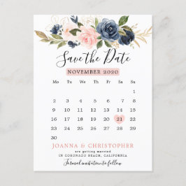 Kalender för marin blommigt Spara datum Meddelande Vykort