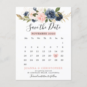 Kalender för marin blommigt Spara datum Meddelande Vykort