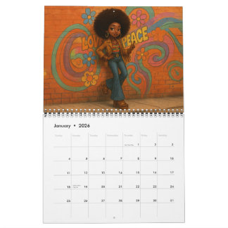 Kalender för medelstor afroamerikansk/svart kvinna